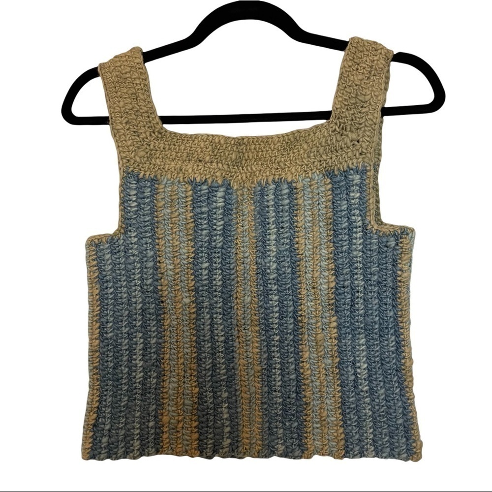 Crochet Button front Handmade Cropped Top w/ Abalone Buttons - Picture 8 of 13